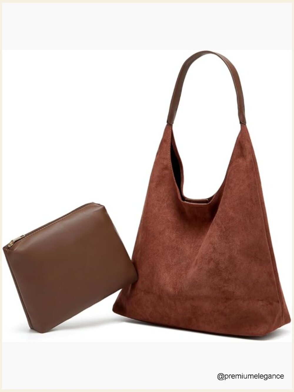 Large Suede Hobo Shoulder Bag Set - 2pcs